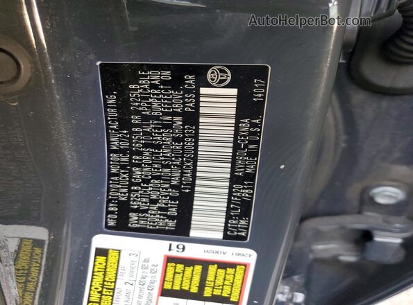 4T1DAACK7SU069132 2025 TOYOTA CAMRY Серый 