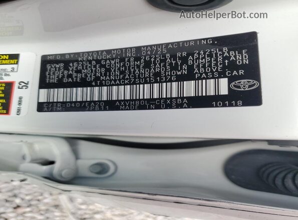 4T1DAACK7SU151376 2025 TOYOTA CAMRY White 