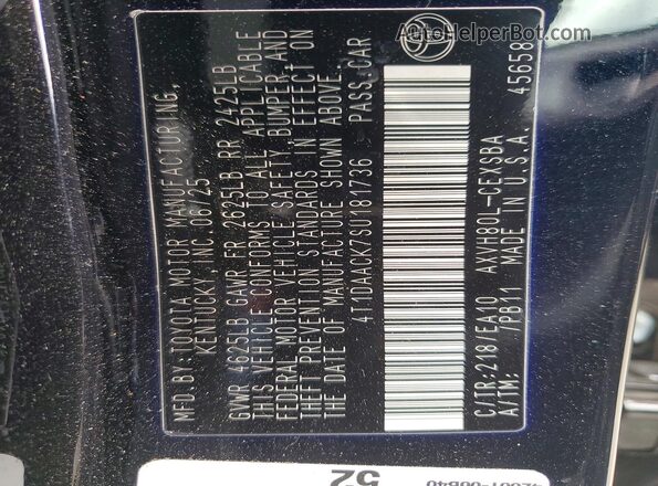 4T1DAACK7SU181736 2025 TOYOTA CAMRY Black Widok komory silnika