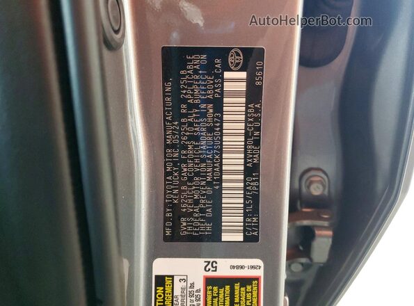 4T1DAACK7SU504473 2025 TOYOTA CAMRY Gray 