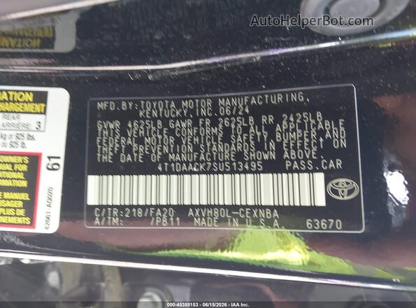 4T1DAACK7SU513495 2025 TOYOTA CAMRY Черный Вид подкапотного пространства