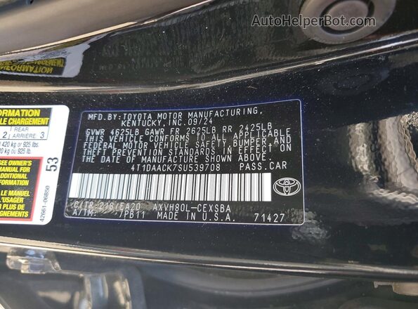 4T1DAACK7SU539708 2025 TOYOTA CAMRY Черный 