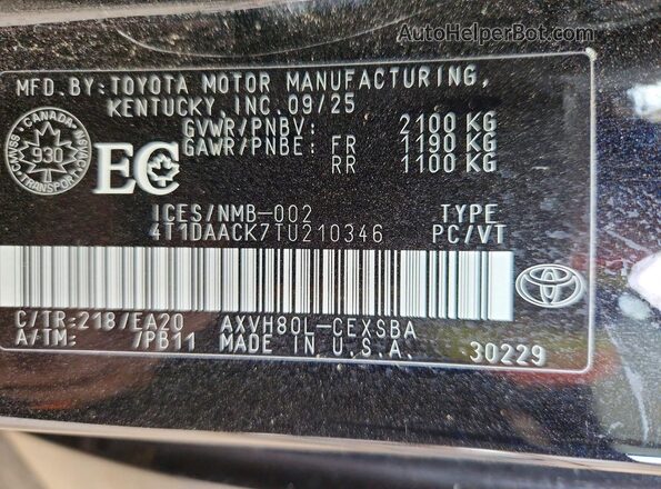 4T1DAACK7TU210346 2026 TOYOTA CAMRY Черный 