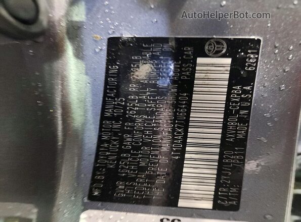 4T1DAACK7TU664404 2026 TOYOTA CAMRY Gray ძრავის განყოფილების ხედი