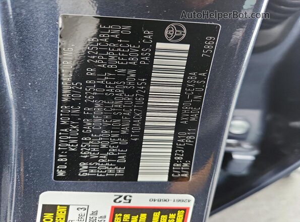 4T1DAACK7TU672454 2026 TOYOTA CAMRY Синий 