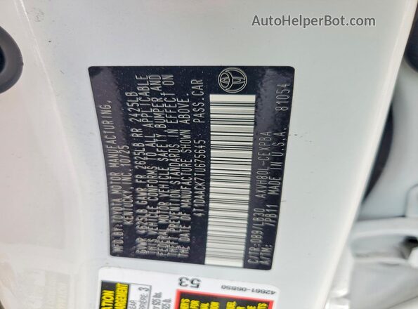 4T1DAACK7TU675645 2026 TOYOTA CAMRY White Вид підкапотного простору