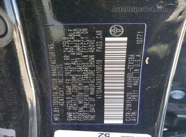 4T1DAACK8SU108519 2025 TOYOTA CAMRY Черный Вид подкапотного пространства