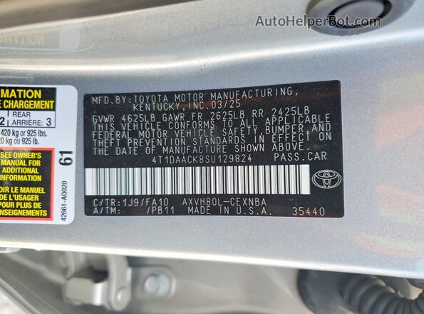 4T1DAACK8SU129824 2025 TOYOTA CAMRY Silver 