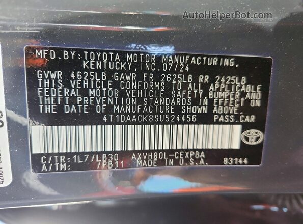 4T1DAACK8SU524456 2025 TOYOTA CAMRY Charcoal 