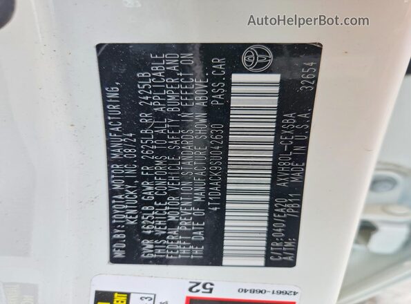 4T1DAACK9SU042630 2025 TOYOTA CAMRY White 