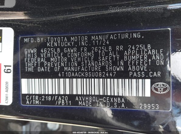 4T1DAACK9SU082447 2025 TOYOTA CAMRY Black 