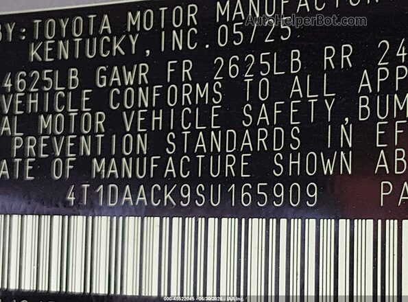 4T1DAACK9SU165909 2025 TOYOTA CAMRY Silver Շարժիչի բաժամունքի տեսք