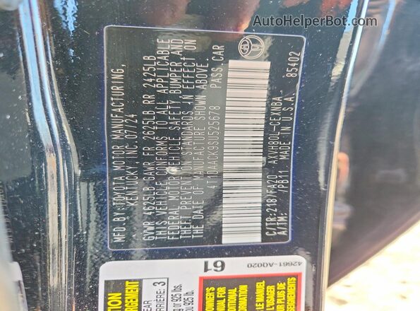 4T1DAACK9SU525678 2025 TOYOTA CAMRY Black Շարժիչի բաժամունքի տեսք