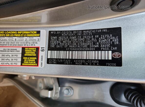 4T1DAACK9SU584004 2025 TOYOTA CAMRY Silver Engine compartment view