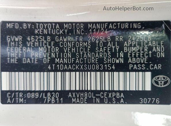 4T1DAACKXSU083154 2025 TOYOTA CAMRY White 