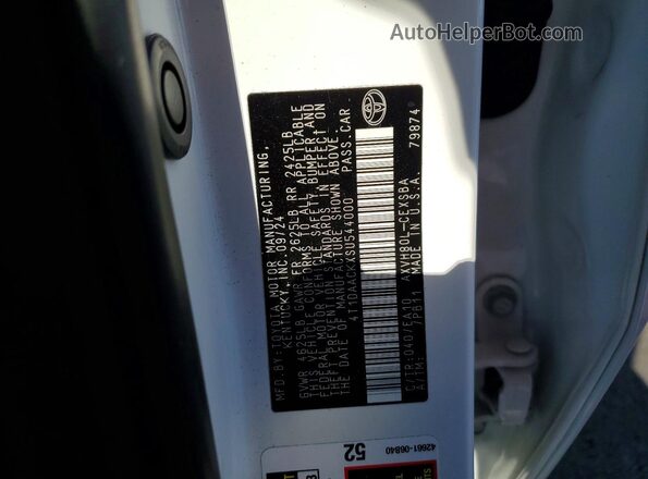 4T1DAACKXSU544000 2025 TOYOTA CAMRY White Вид наклейки з VIN-кодом