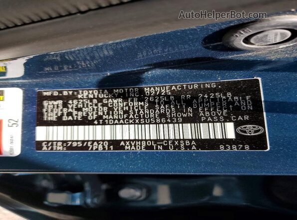 4T1DAACKXSU586439 2025 TOYOTA CAMRY Бирюзовый Вид подкапотного пространства
