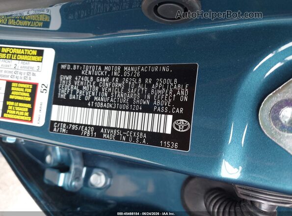 4T1DBADK3TU061204 2026 TOYOTA CAMRY Blue ძრავის განყოფილების ხედი