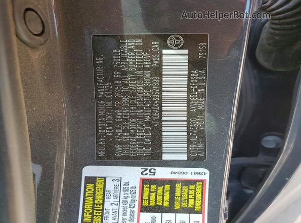 4T1DBADK4SU524899 2025 TOYOTA CAMRY Gray Вид підкапотного простору