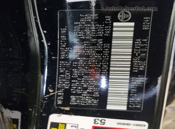 4T1DBADK5TU546430 2026 TOYOTA CAMRY Black VIN կոդի պիտակի տեսք