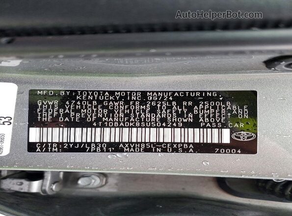 4T1DBADK8SU504249 2025 TOYOTA CAMRY Gray 
