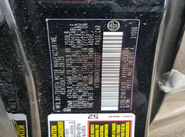 4T1DBADK9TU037277 2026 TOYOTA CAMRY Black Вид наклейки з VIN-кодом