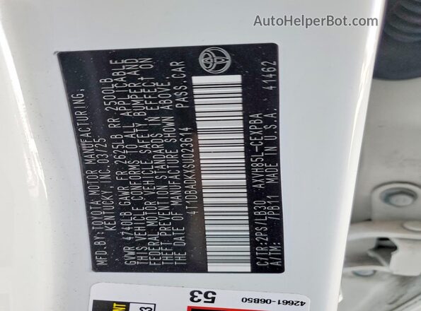 4T1DBADKXSU023614 2025 TOYOTA CAMRY Белый Вид подкапотного пространства
