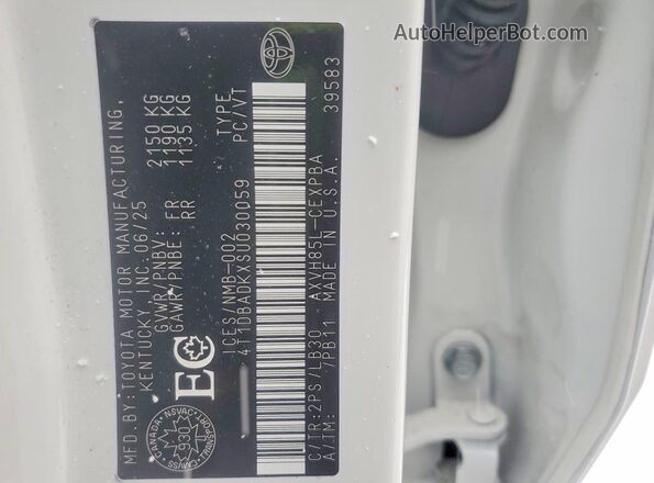 4T1DBADKXSU030059 2025 TOYOTA CAMRY Белый 