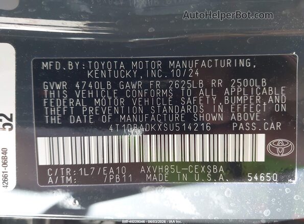 4T1DBADKXSU514216 2025 TOYOTA CAMRY Gray 