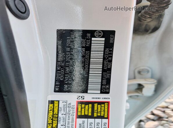 4T1DBADKXSU520520 2025 TOYOTA CAMRY White Вид підкапотного простору