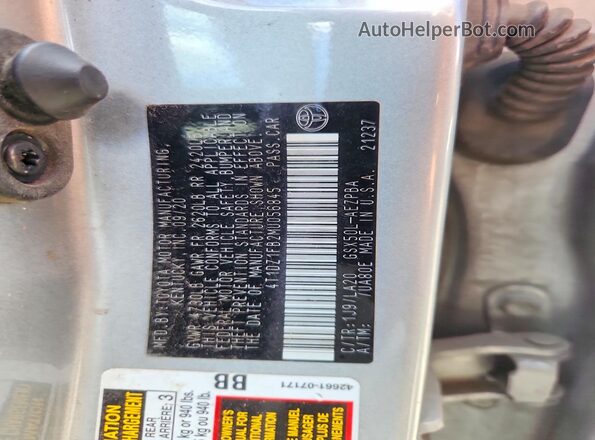 4T1DZ1FB2MU056845 2021 TOYOTA AVALON Silver Շարժիչի բաժամունքի տեսք