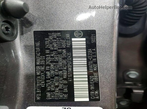 4T1G11AK0PU732435 2023 TOYOTA CAMRY Серый Вид наклейки с VIN-кодом