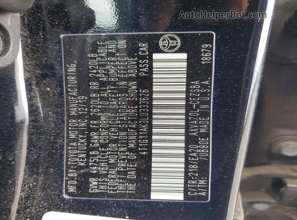 4T1G11AK3LU333626 2020 TOYOTA CAMRY Black 