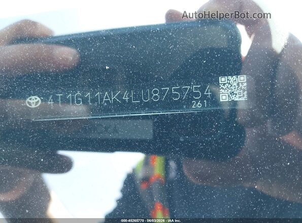 4T1G11AK4LU875754 2020 TOYOTA CAMRY Black Вид підкапотного простору