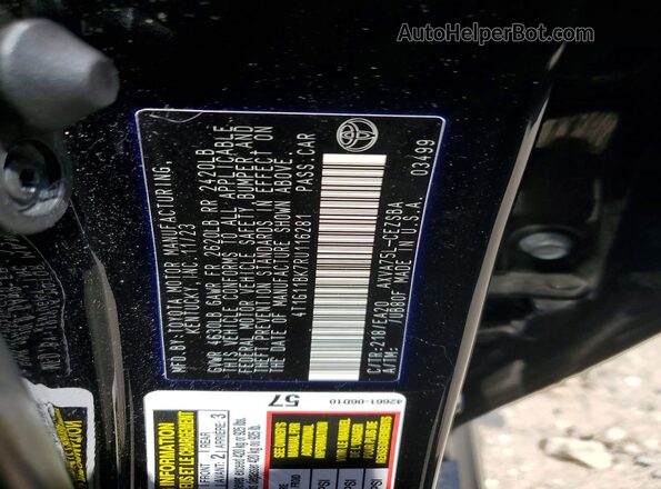4T1G11BK7RU116281 2024 TOYOTA CAMRY Black Вид підкапотного простору
