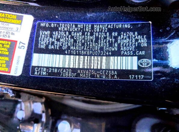 4T1G11BK8PU073244 2023 TOYOTA CAMRY Black 