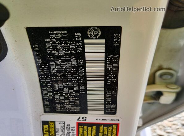 4T1G11BK9MU024145 2021 TOYOTA CAMRY Белый Вид подкапотного пространства
