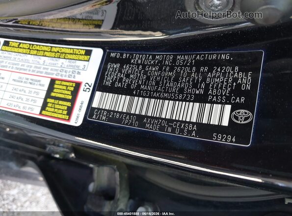 4T1G31AK6MU558733 2021 TOYOTA CAMRY Черный Вид подкапотного пространства