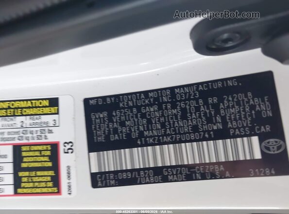 4T1KZ1AK7PU080741 2023 TOYOTA CAMRY White Շարժիչի բաժամունքի տեսք