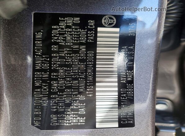 4T1S11AK6MU483080 2021 TOYOTA CAMRY Gray Vista del compartimento del motor