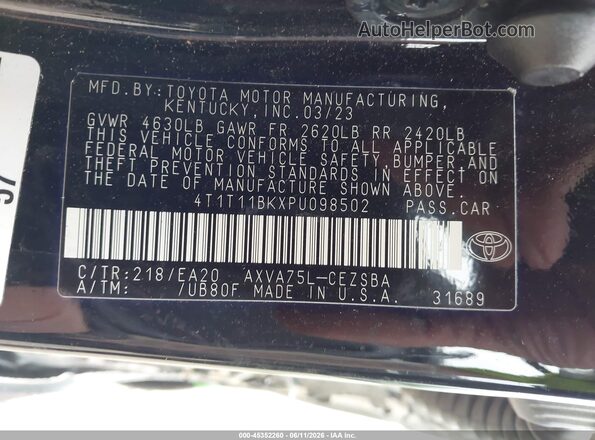 4T1T11BKXPU098502 2023 TOYOTA CAMRY Черный Вид подкапотного пространства