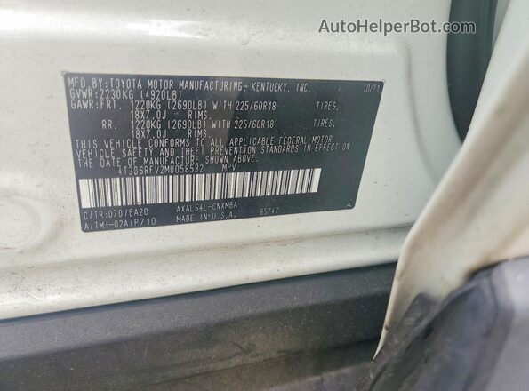 4T3B6RFV2MU058532 2021 TOYOTA RAV4 White Սալոնի 360 աստիճան տեսք