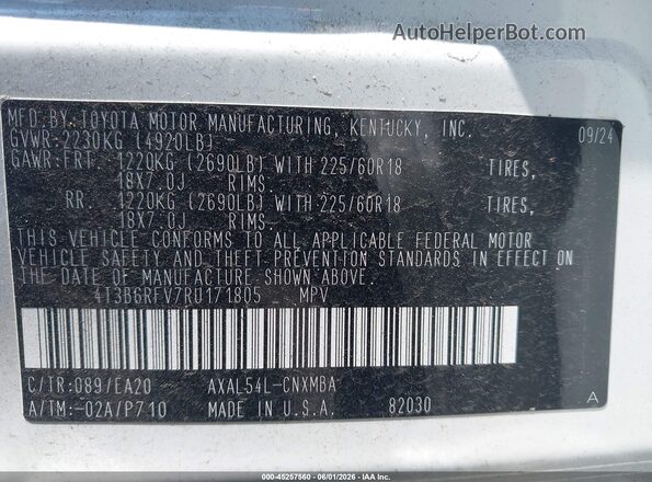 4T3B6RFV7RU171805 2024 TOYOTA RAV4 HYBRID White Вид підкапотного простору