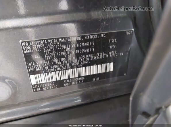 4T3B6RFVXMU060190 2021 TOYOTA RAV4 HYBRID Серый Вид подкапотного пространства