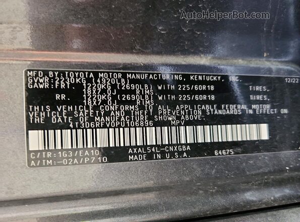 4T3D6RFV0PU106896 2023 TOYOTA RAV4 Gray 