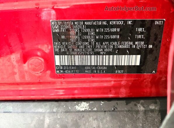 4T3D6RFV5PU116145 2023 TOYOTA RAV4 Красный 