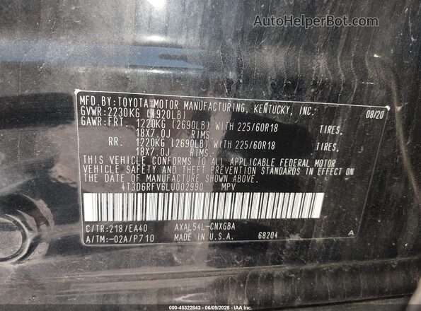 4T3D6RFV6LU002990 2020 TOYOTA RAV4 HYBRID Black 