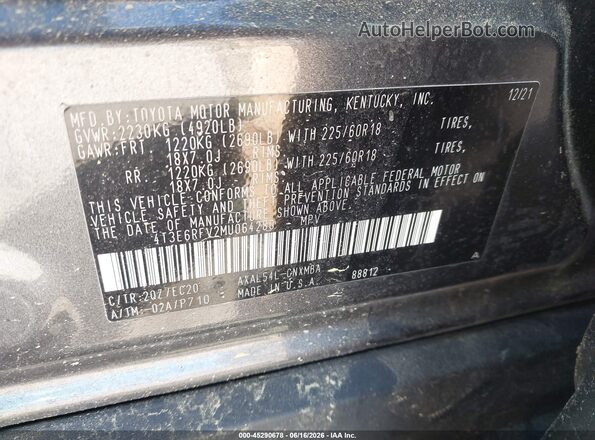 4T3E6RFV2MU064280 2021 TOYOTA RAV4 HYBRID Серый Вид подкапотного пространства