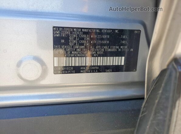 4T3E6RFV2NU098284 2022 TOYOTA RAV4 Silver Vista de la etiqueta del VIN