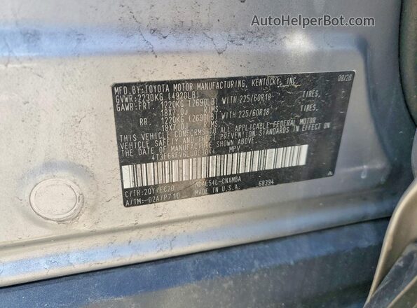 4T3E6RFV6LU003044 2020 TOYOTA RAV4 Серебряный Вид наклейки с VIN-кодом
